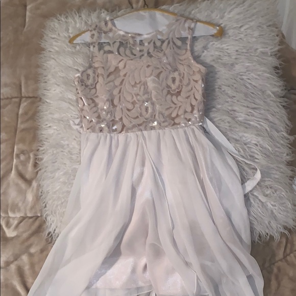 Classy Ivory Flowy Sequin Dress - Picture 1 of 4